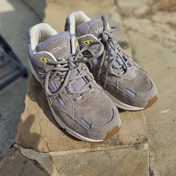 Vionic 23WALK Suede Mesh Walking Sneakers Gray/Yellow — Women’s 10 (EU 42) Ortho - Picture 3 of 5